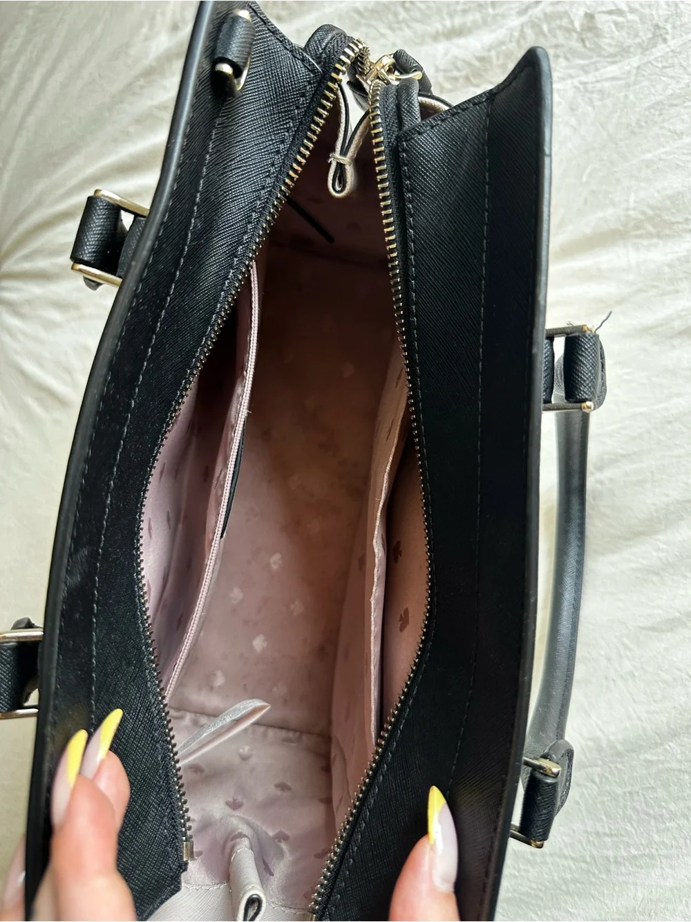 Kate Spade Black, White & Tan Leather Satchel Purse